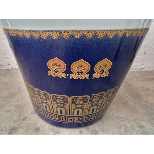 110 - Very Large / Tall Floor Standing Chinese Vase with Floral & Bird Pattern, Cobalt Blue Base and Colla... 