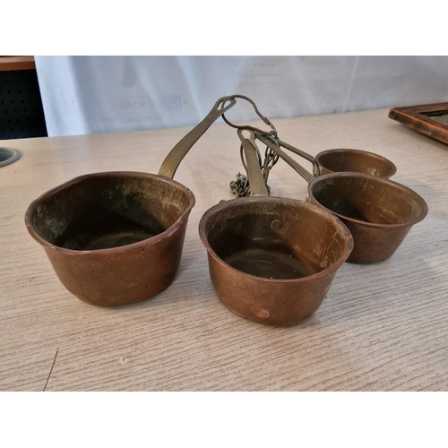 75 - Vintage Graduating Set of 4 x Copper Saucepans, (4)