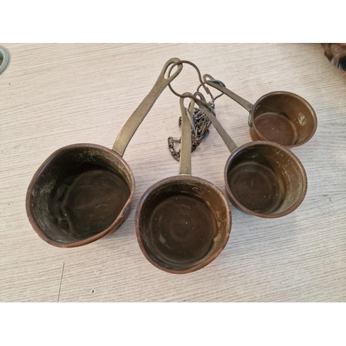 75 - Vintage Graduating Set of 4 x Copper Saucepans, (4)