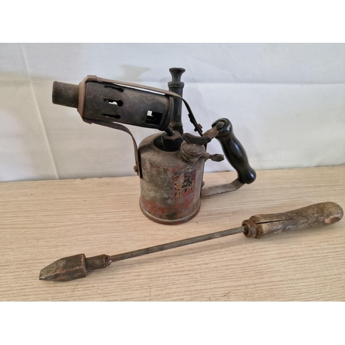 76 - Vintage Blow Torch, Together with Vintage Soldering Iron, (2)