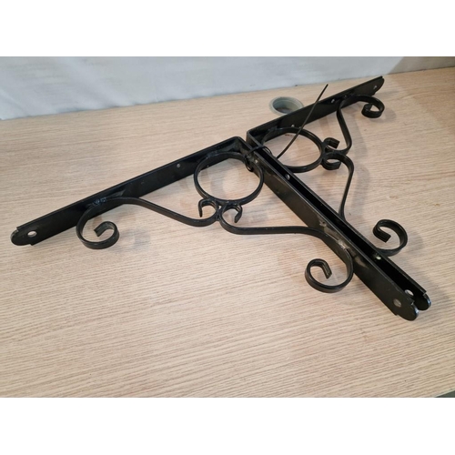 80 - 2 x Large Black Finish Metal Shelf Brackets