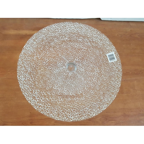 126 - Retro Style Glass Cake stand (Ø32cm x h:10.5cm) and White Metal Sweets Trays (Ø22cm)