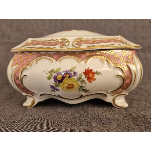 108 - Vintage Lindner Kueps (Bavaria, Germany) 1038/15 'Princess Rose' Porcelain Lidded Dish with Floral P... 