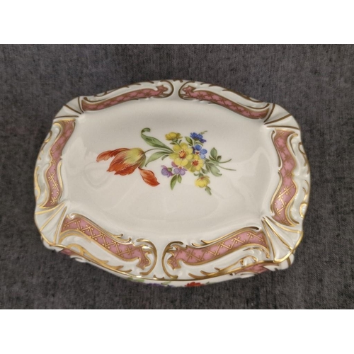 108 - Vintage Lindner Kueps (Bavaria, Germany) 1038/15 'Princess Rose' Porcelain Lidded Dish with Floral P... 