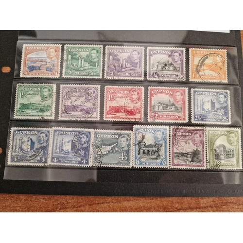 127C - 2 x Sets / Runs of Early Cyprus Postage Stamps; Queen Elizabeth II, Circa 1955, Consecutive Run from... 