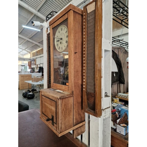 128 - Vintage Gledhill-Brook Time Recorders Ltd Clocking In/Out Time Card Punch Clock, in Oak Case with Ke... 