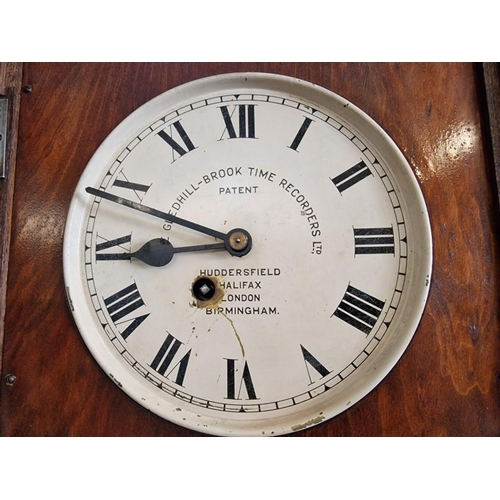 128 - Vintage Gledhill-Brook Time Recorders Ltd Clocking In/Out Time Card Punch Clock, in Oak Case with Ke... 