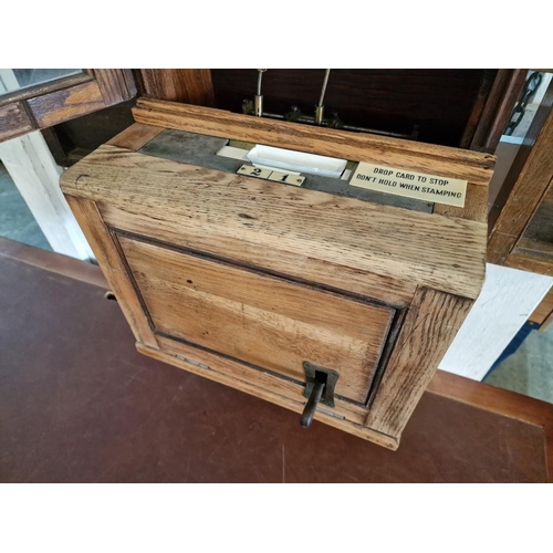 128 - Vintage Gledhill-Brook Time Recorders Ltd Clocking In/Out Time Card Punch Clock, in Oak Case with Ke... 