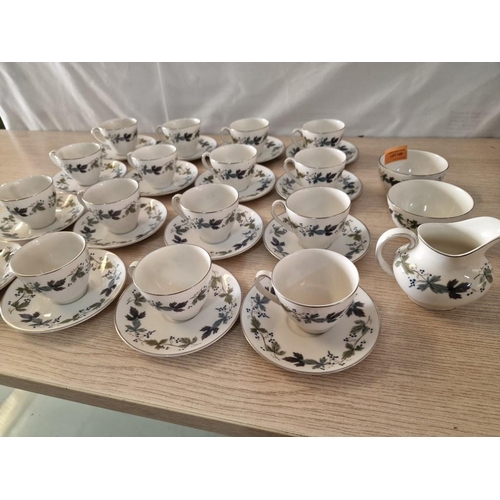 129 - Set of 16 x Royal Doulton 'Burgundy' Pattern (T.C. 1001) Cups & Saucers, Together with 2 x Matching ... 