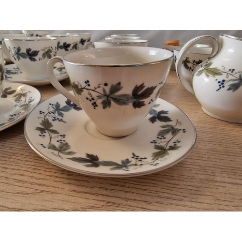 129 - Set of 16 x Royal Doulton 'Burgundy' Pattern (T.C. 1001) Cups & Saucers, Together with 2 x Matching ... 