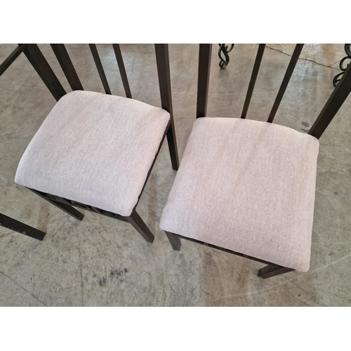 161 - Pair of Heavy Metal Dining Chairs with Cream Padded Fabric Seat & Back Rest, Together with Matching ... 