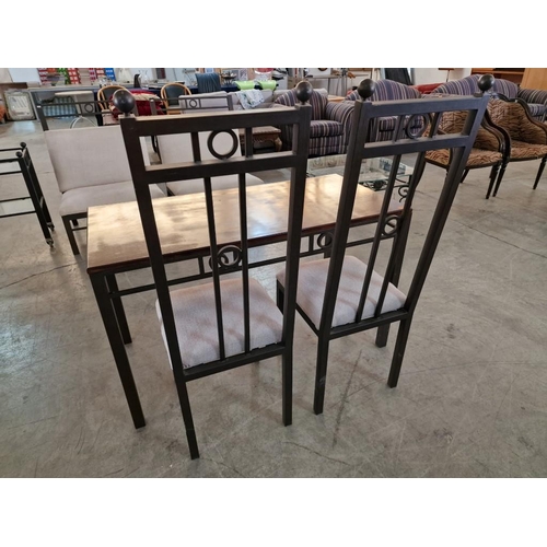 161 - Pair of Heavy Metal Dining Chairs with Cream Padded Fabric Seat & Back Rest, Together with Matching ... 