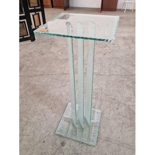 163 - Modern / Designer Glass Lamp Table or Plant Stand, (Approx. 30 x 30 x 76cm)