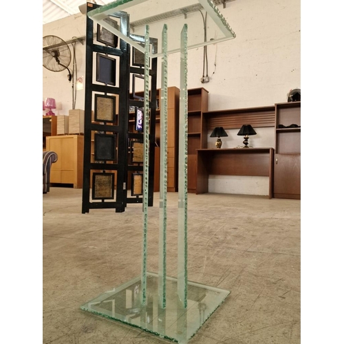 163 - Modern / Designer Glass Lamp Table or Plant Stand, (Approx. 30 x 30 x 76cm)