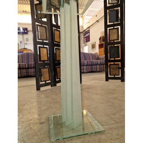 163 - Modern / Designer Glass Lamp Table or Plant Stand, (Approx. 30 x 30 x 76cm)