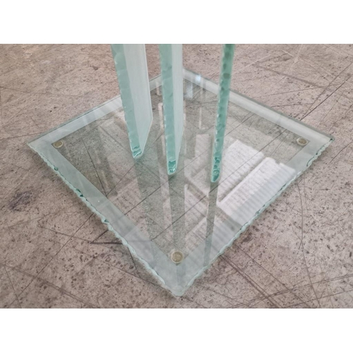 163 - Modern / Designer Glass Lamp Table or Plant Stand, (Approx. 30 x 30 x 76cm)