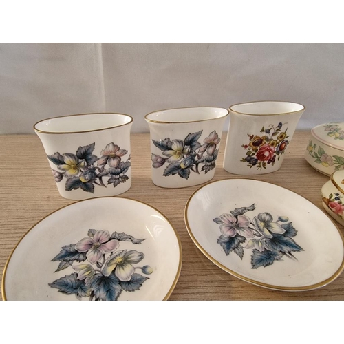 10 - Collection of Royal Worcester Porcelain; 6 x Pin Dishes, 3 x Toothpick Holders, 2 x Heart Shaped Lid... 