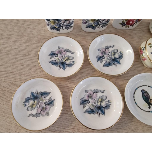 10 - Collection of Royal Worcester Porcelain; 6 x Pin Dishes, 3 x Toothpick Holders, 2 x Heart Shaped Lid... 