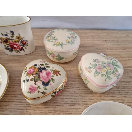 10 - Collection of Royal Worcester Porcelain; 6 x Pin Dishes, 3 x Toothpick Holders, 2 x Heart Shaped Lid... 