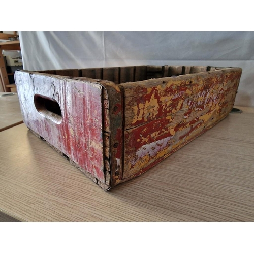 100 - Antique Wooden Coca Cola Crate, Together with 2 x Wooden 4-Bottle Holders / Carriers and 8 x Coca Co... 