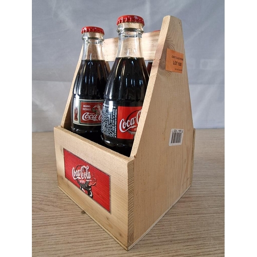 100 - Antique Wooden Coca Cola Crate, Together with 2 x Wooden 4-Bottle Holders / Carriers and 8 x Coca Co... 