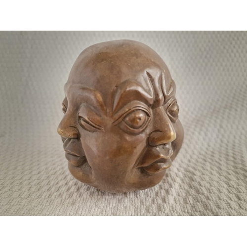 131 - 4-Faced / 4-Sided Buddha Head Ornament, (Approx. H: 11cm)