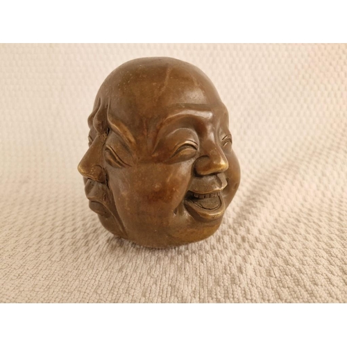 131 - 4-Faced / 4-Sided Buddha Head Ornament, (Approx. H: 11cm)