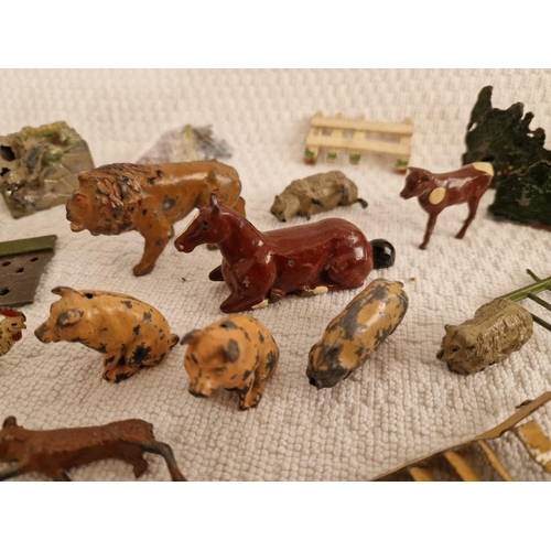 135 - Large Collection of Antique 'Britains Ltd' Lead Toy Animals and Garden / Farm Pieces, Made in Englan... 