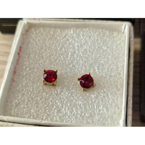 14 - 3 x Boxed Costume Jewellery; Stud Earrings with Red Stone and 2 x Pendants with Red Stones & Necklac... 