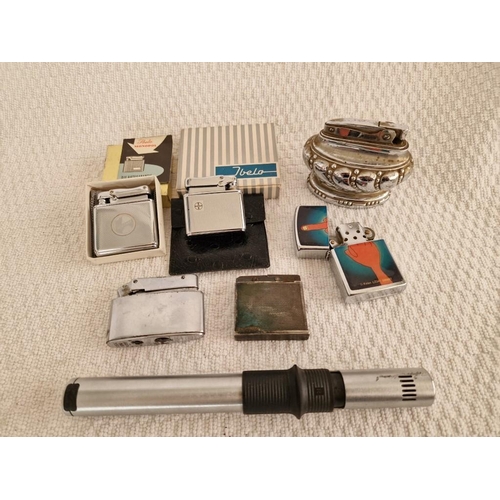 140 - Collection of Assorted Lighters; Jbelo Monopol with Box, Other Jbello in Box, Table Lighter, and 3 x... 