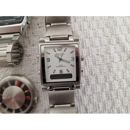 145 - Collection of 8 x Assorted Gents Wrist Watches, Incl. Casio Digital, Swatch, Cotton Traders, Philip ... 