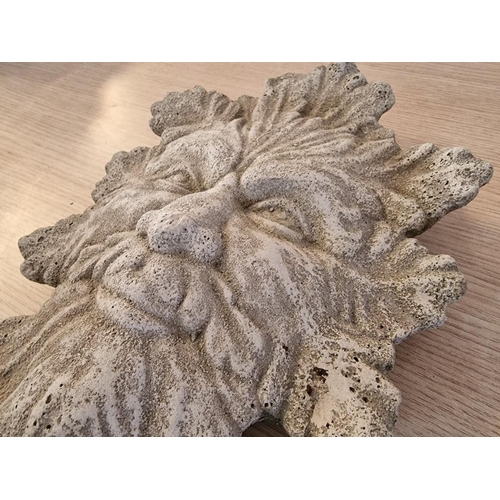 15 - Concrete 'Green Man' Wall Hanging Ornament, (Approx. 33 x 21cm)