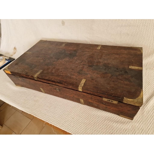 157 - Vintage Wooden Carpenters Tool with Metal Corners and Carrying Handles, Internal Sliding Tray and As... 