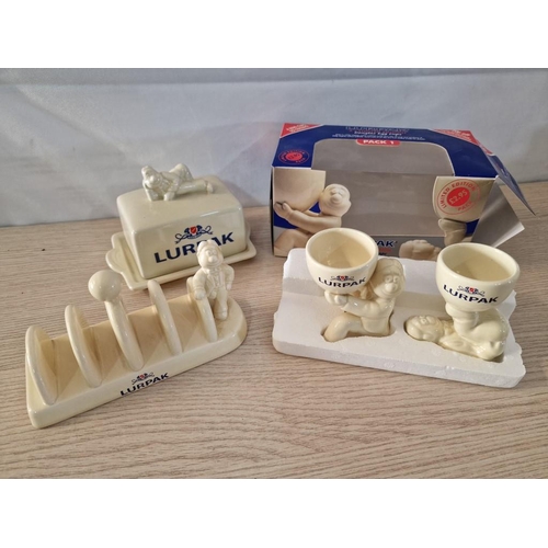 16 - 'Lurpak Butter' Breakfast Set - Toast Rack, Butter Dish and 2 Boxed Egg Cups