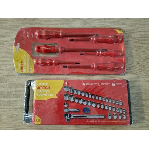 17 - Amtech 40-Piece Socket Set and 6-Piece Screwdriver Set, * Unused in Packet *, (2)