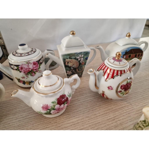 18 - Collection of 11 x Porcelain Novelty Miniature Tea Pots (Ave. H: 8cm), Plus One Other (Approx. 18 x ... 