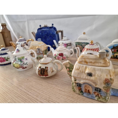 18 - Collection of 11 x Porcelain Novelty Miniature Tea Pots (Ave. H: 8cm), Plus One Other (Approx. 18 x ... 