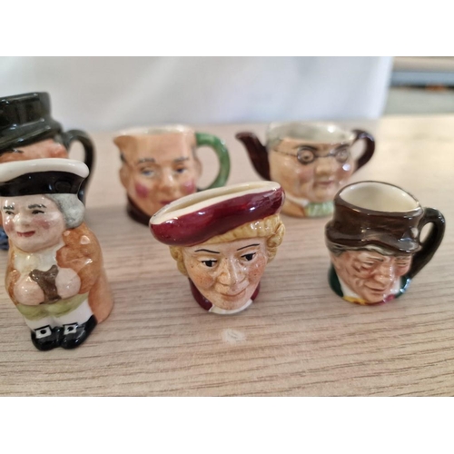 19 - Collection of 10 x Miniature Toby Jugs, Plus 1 x Metal Other, (Average H: 4.5cm), (11)