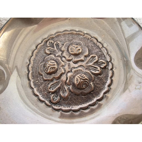 194 - 2 x Silver (.830) Round Dishes; One with Embossed Ship Design, One with Fluted Edge and Embossed Flo... 