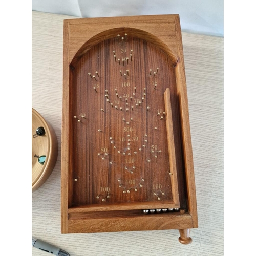 2 - Mid 20th Century Wooden Table Top Bagatelle Game with Balls (Approx. 34 x 20cm), Together with Antiq... 