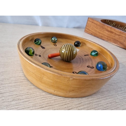 2 - Mid 20th Century Wooden Table Top Bagatelle Game with Balls (Approx. 34 x 20cm), Together with Antiq... 