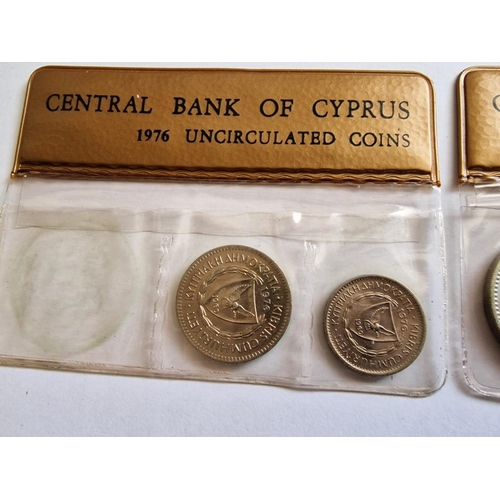 202 - Collection of Cyprus Coins; 1983 Central Bank Cent Coinage in Presentation Folder, Gold Plated 5 Eur... 