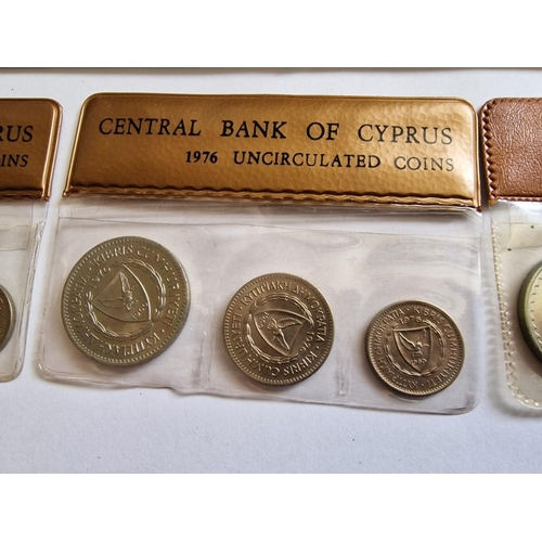 202 - Collection of Cyprus Coins; 1983 Central Bank Cent Coinage in Presentation Folder, Gold Plated 5 Eur... 