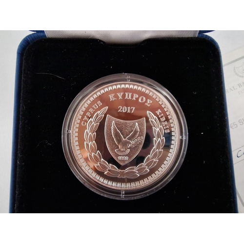 217 - Cyprus Silver Proof Coin; 'Commemorate Cypriot Poet Vasilis Michaelides', 5 Euro (2017), Issued by t... 