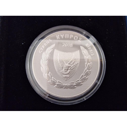 218 - Cyprus Silver Proof Coin; 'The 10th Anniversary of teh Accession of Cyprus to the Eurozone', 5 Euro ... 