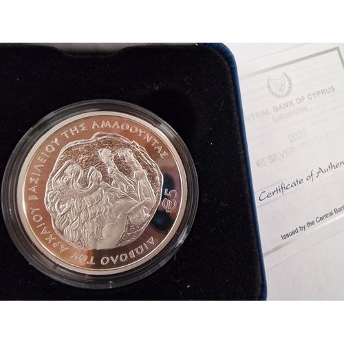 219 - Cyprus Silver Proof Coin; 'The Ancient Kingdom of Amathous', 5 Euro (2022), Issued by the Central Ba... 