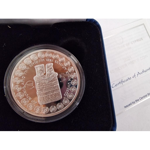 220 - Cyprus Silver Proof Coin; '60 Years Since the Accession of Cyprus to UNESCO', 5 Euro (2021), Issued ... 