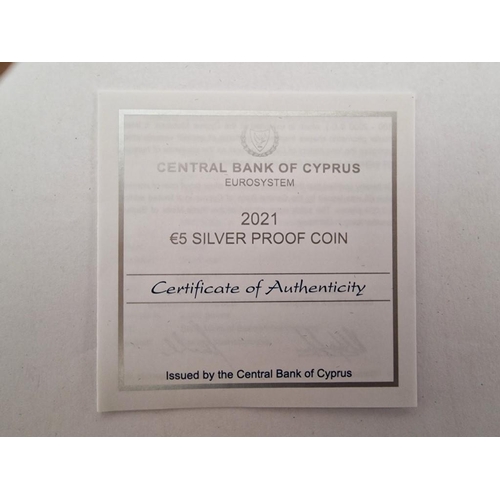 220 - Cyprus Silver Proof Coin; '60 Years Since the Accession of Cyprus to UNESCO', 5 Euro (2021), Issued ... 