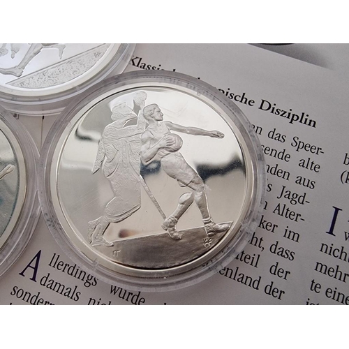 221 - Collection of 7 x Silver Proof 10 Euro 2004 Athens Olympics Coins, (Each .925 Silver, 34.0g, 40mm), ... 