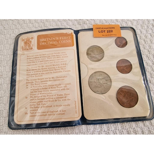 222 - Collection of British Coins; Britain's First Decimal Coin Set in Blue Folder, Daily Mail's First Wor... 